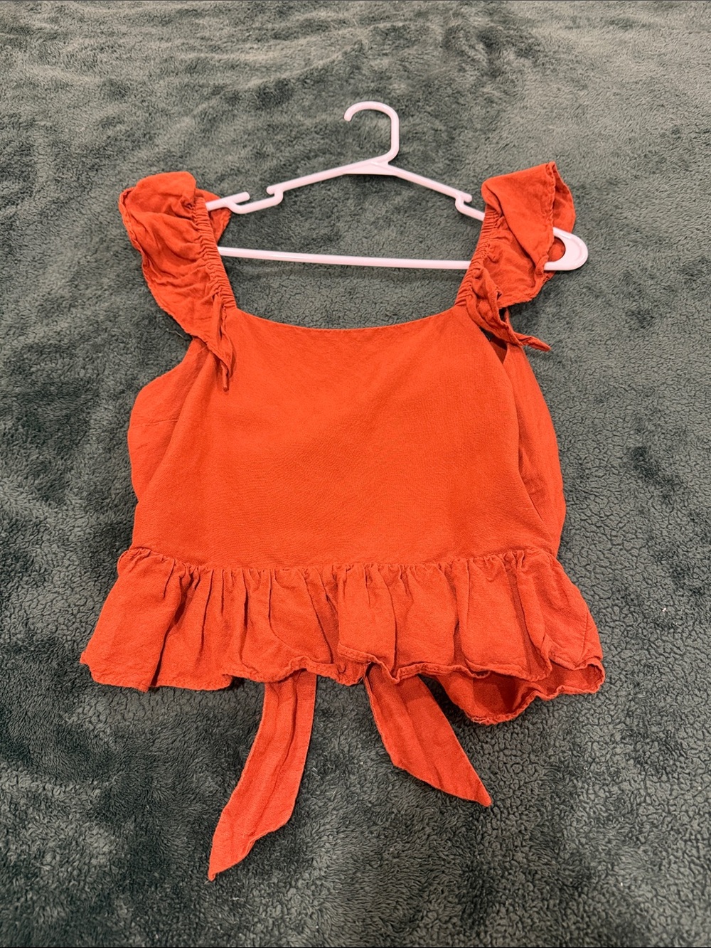 Express Red Ruffle Crop Top